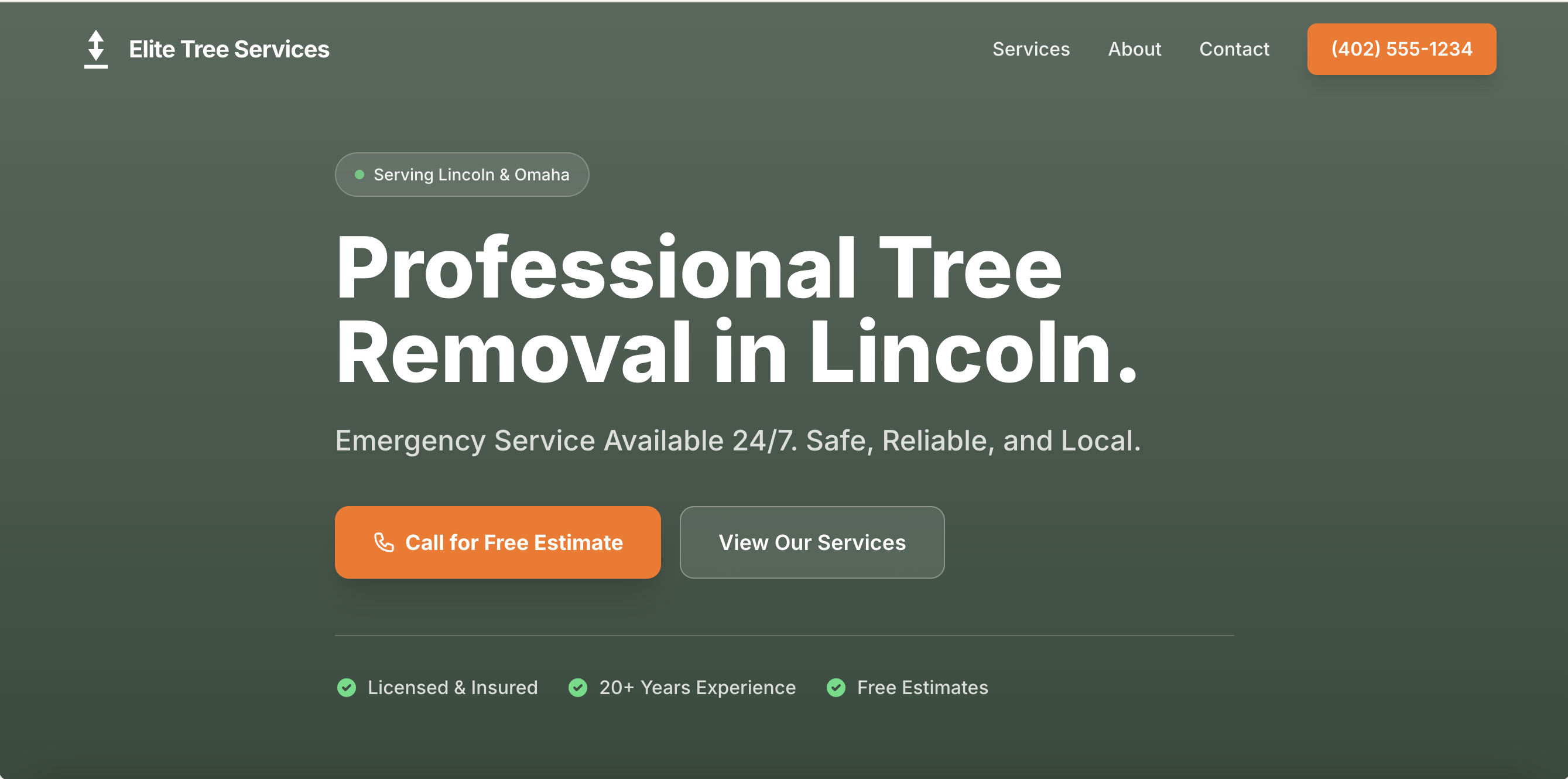 Elite Tree Services website